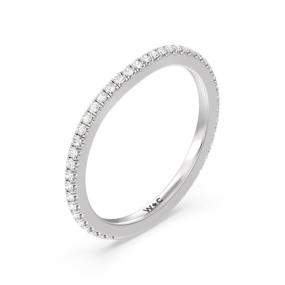 Ara Traditional Pave Diamond Wedding Band Size 6 with 14KT White Gold Cut Diamond in 14KT White Gold view 4
