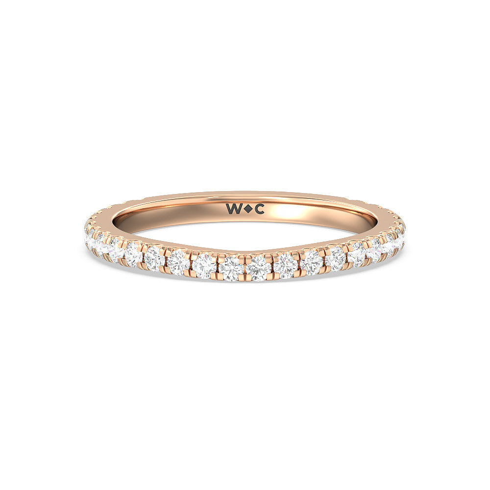 Ara Medi Traditional Pave Diamond Wedding Band with 18KT Rose Gold Cut Diamond in 14KT Rose Gold view 1
