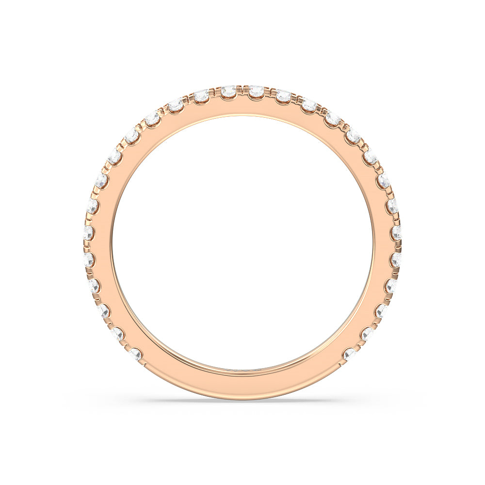 Ara Medi Traditional Pave Diamond Wedding Band with 18KT Rose Gold Cut Diamond in 14KT Rose Gold view 2
