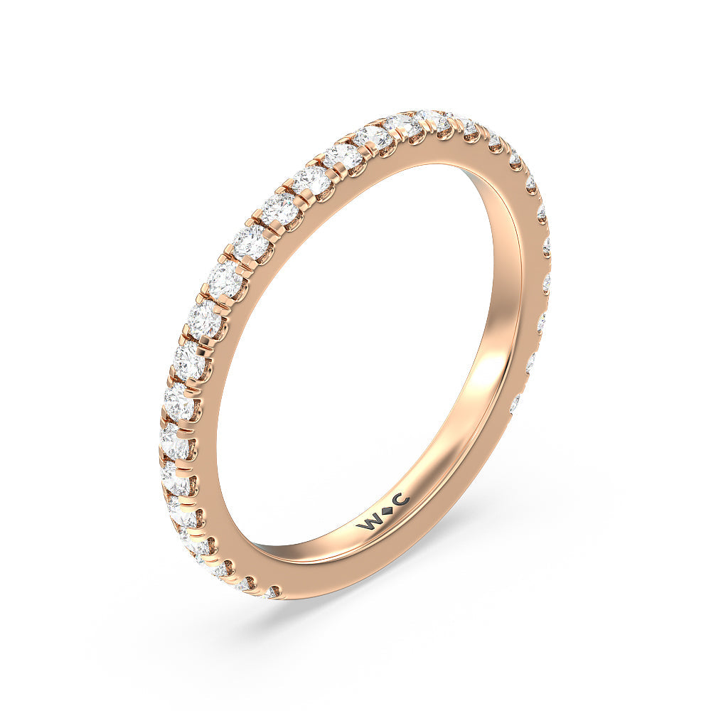 Ara Medi Traditional Pave Diamond Wedding Band with 18KT Rose Gold Cut Diamond in 14KT Rose Gold view 4
