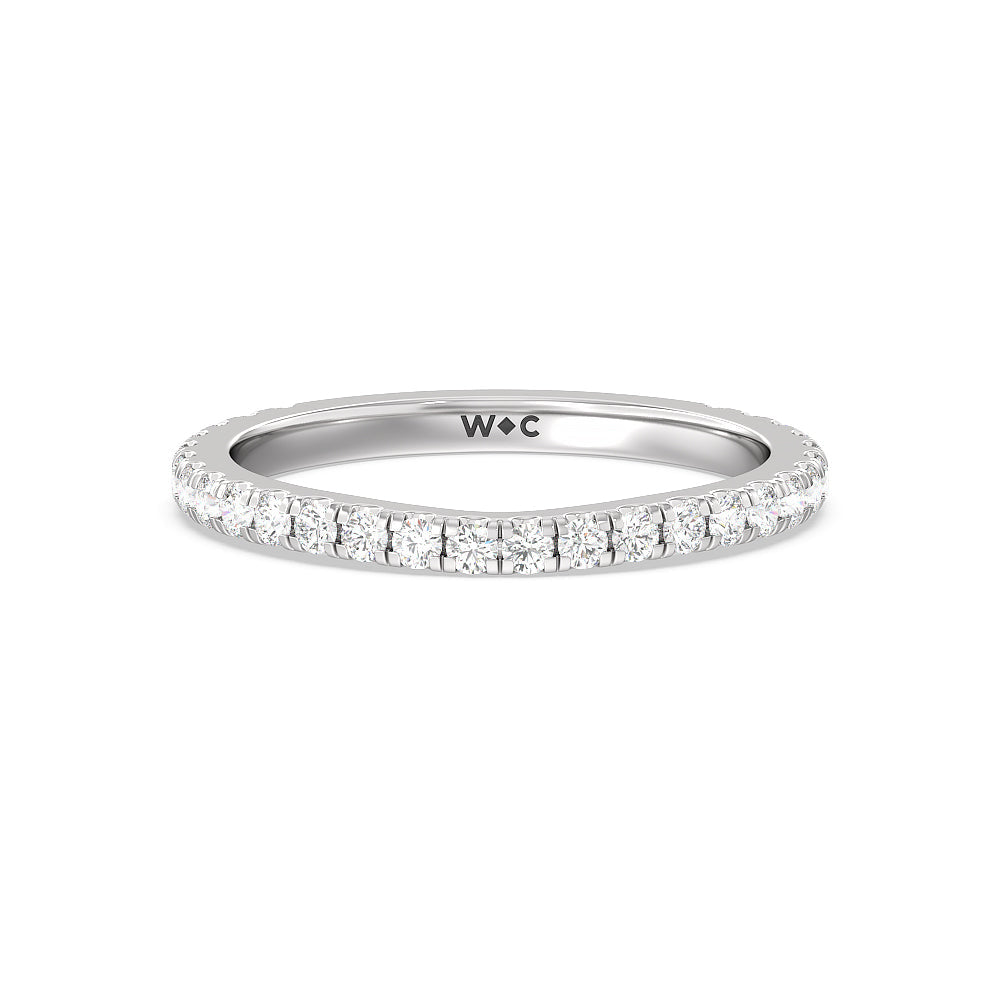 Ara Medi Traditional Pave Diamond Wedding Band with Platinum Cut Diamond in 14KT Platinum view 1
