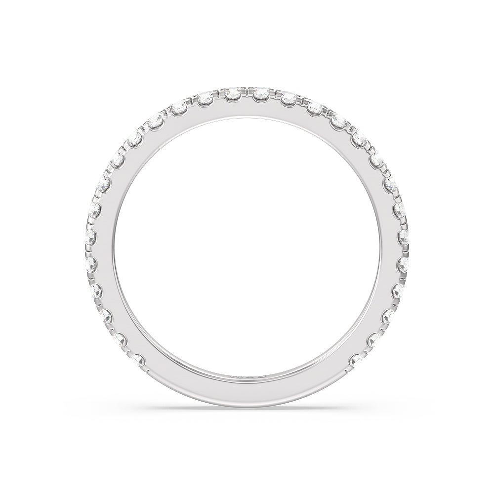 Ara Medi Traditional Pave Diamond Wedding Band with Platinum Cut Diamond in 14KT Platinum view 2
