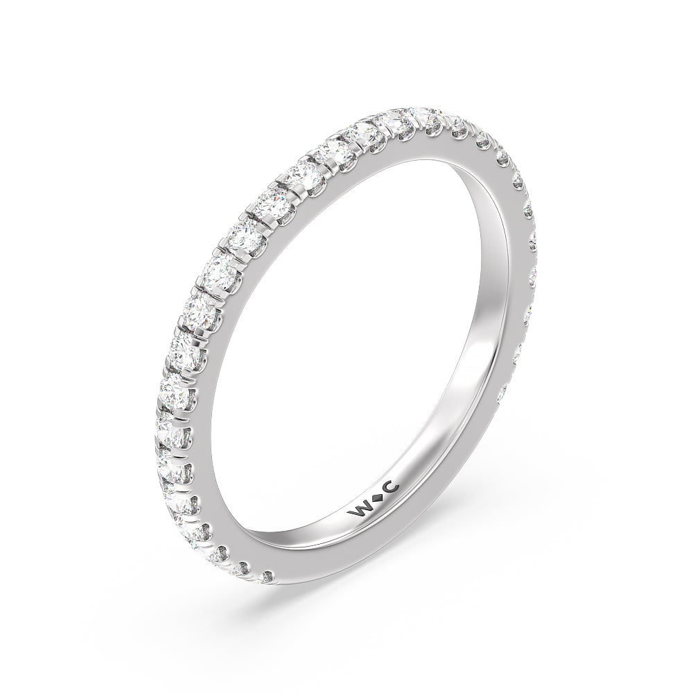 Ara Medi Traditional Pave Diamond Wedding Band with Platinum Cut Diamond in 14KT Platinum view 4
