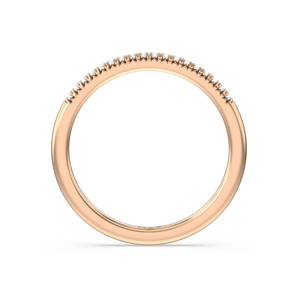 Lyra Petite French Set Diamond Wedding Band with 18KT Rose Gold Cut Diamond in 14KT Rose Gold view 2

