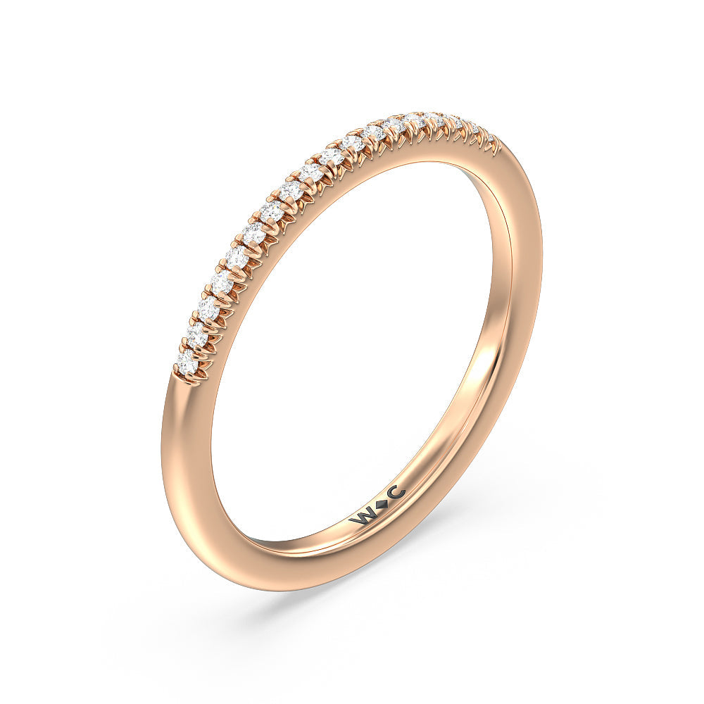 Lyra Petite French Set Diamond Wedding Band with 18KT Rose Gold Cut Diamond in 14KT Rose Gold view 4
