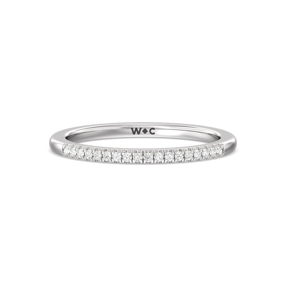 Lyra Petite French Set Diamond Wedding Band with Platinum Cut Diamond in 14KT Platinum view 1
