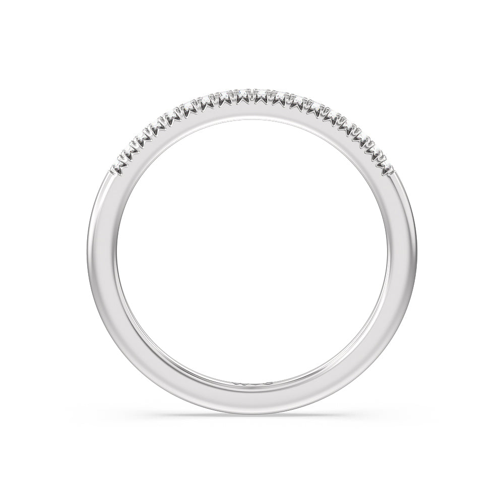 Lyra Petite French Set Diamond Wedding Band with Platinum Cut Diamond in 14KT Platinum view 2
