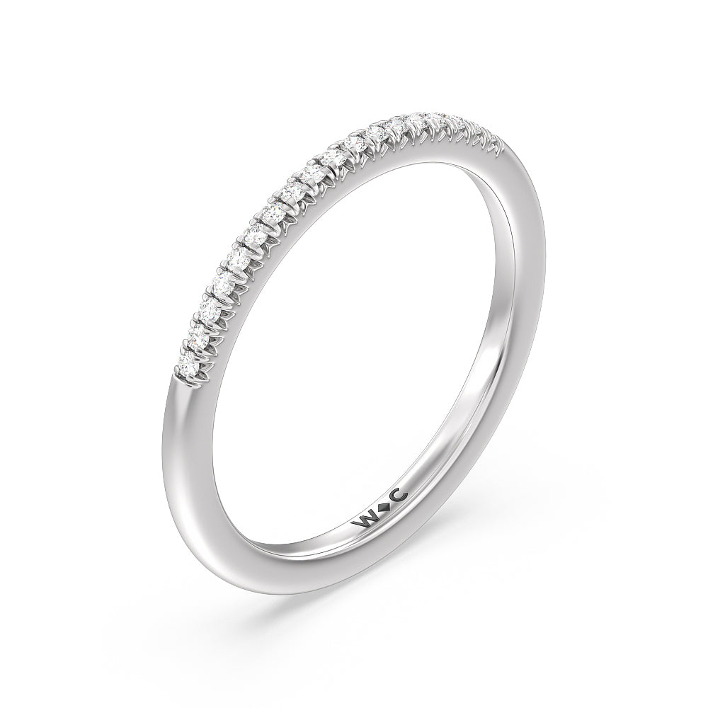 Lyra Petite French Set Diamond Wedding Band with Platinum Cut Diamond in 14KT Platinum view 4
