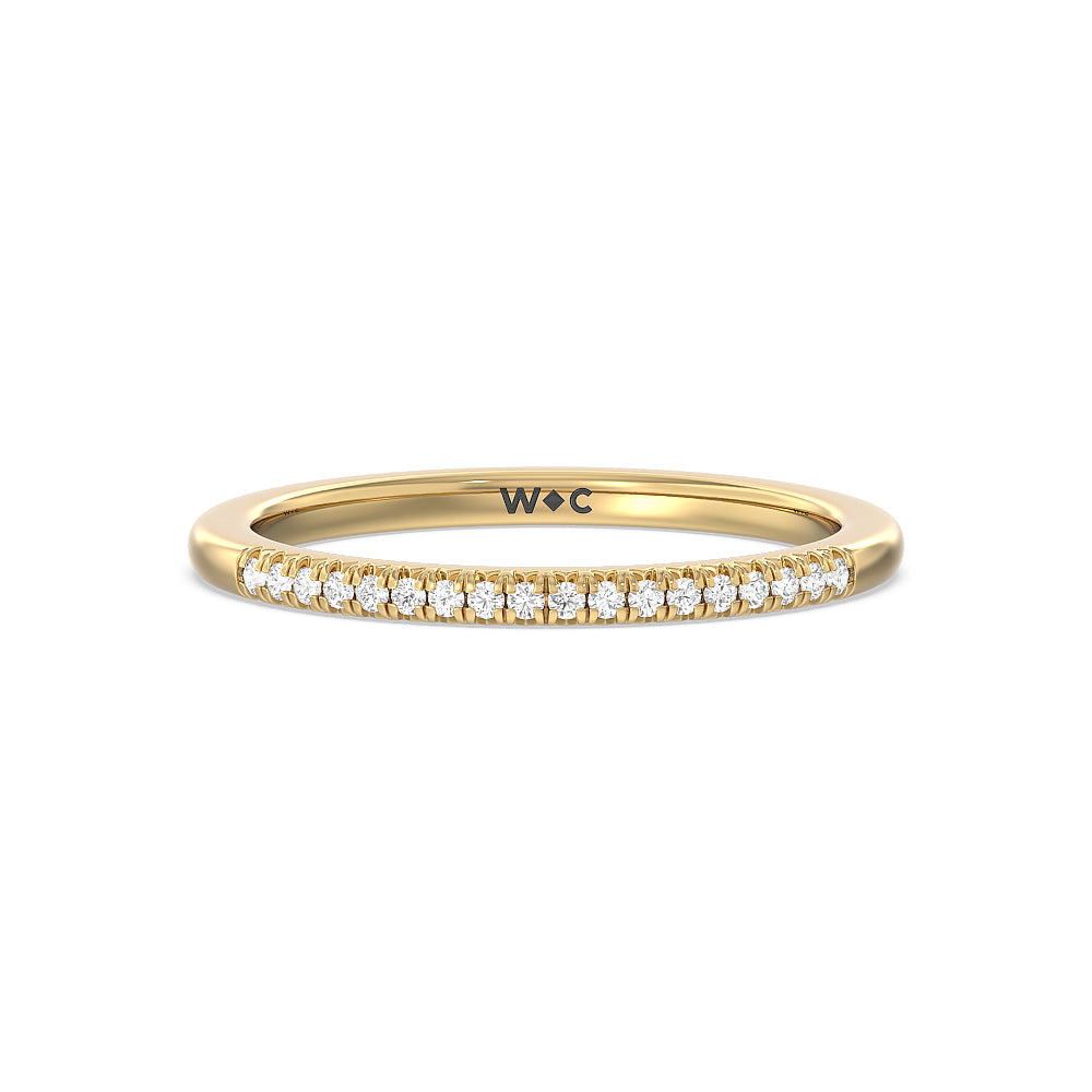 Lyra Petite French Set Diamond Wedding Band with 18KT Yellow Gold Cut Diamond in 14KT Yellow Gold view 1
