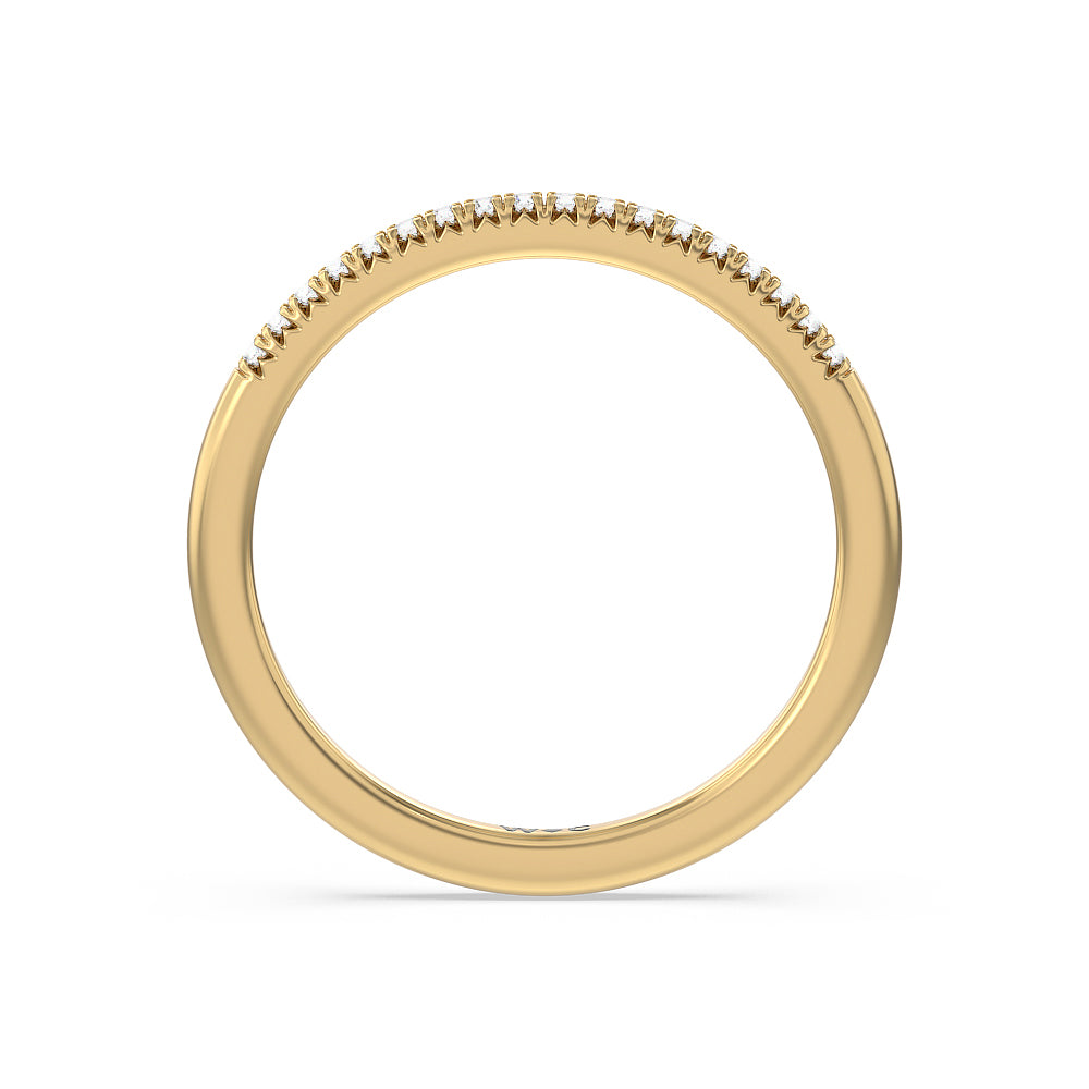 Lyra Petite French Set Diamond Wedding Band with 18KT Yellow Gold Cut Diamond in 14KT Yellow Gold view 2
