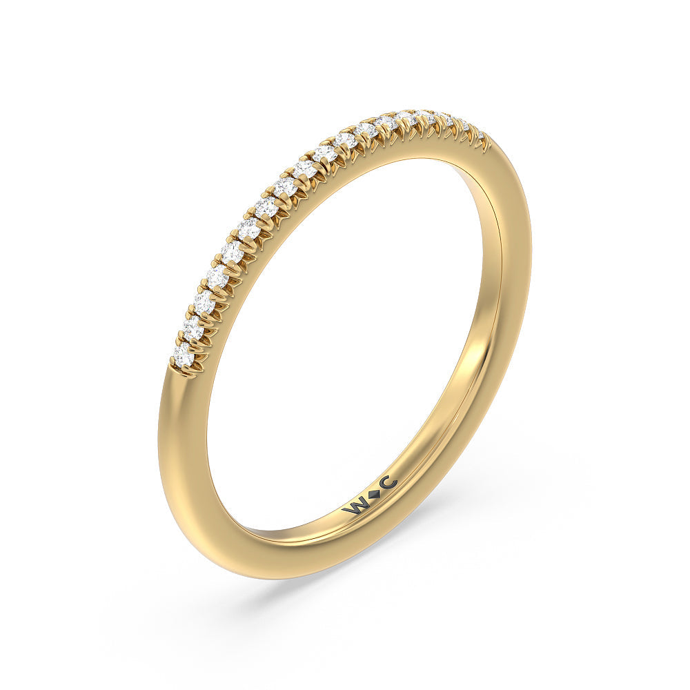 Lyra Petite French Set Diamond Wedding Band with 18KT Yellow Gold Cut Diamond in 14KT Yellow Gold view 4
