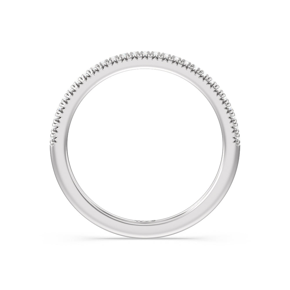 Vela Petite French Set Diamond Wedding Band with Platinum Cut Diamond in 14KT Platinum view 3
