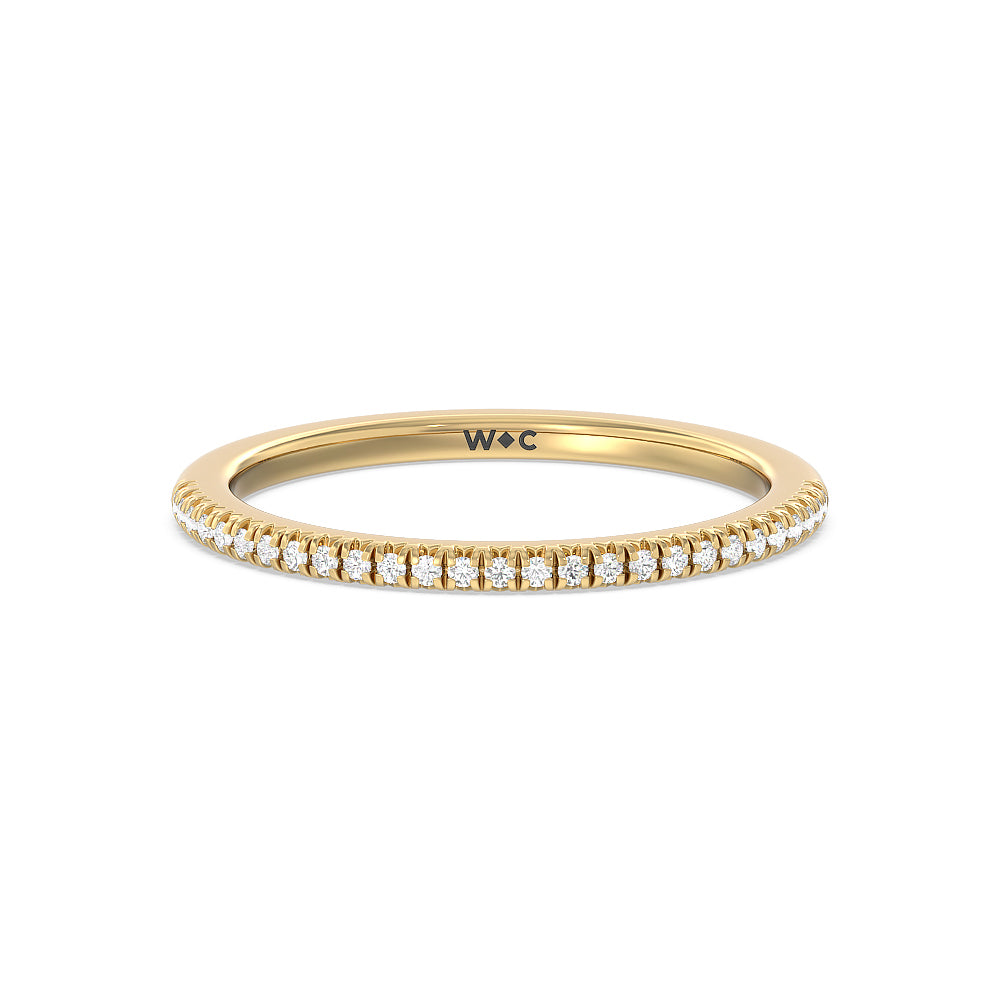 Vela Petite French Set Diamond Wedding Band with 18KT Yellow Gold Cut Diamond in 14KT Yellow Gold view 1
