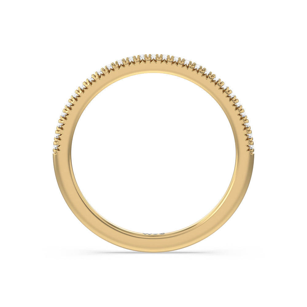 Vela Petite French Set Diamond Wedding Band with 18KT Yellow Gold Cut Diamond in 14KT Yellow Gold view 3
