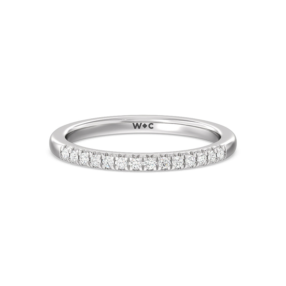 Lyra Fine Petite French Set Diamond Wedding Band with Platinum Cut Diamond in 14KT Platinum view 1
