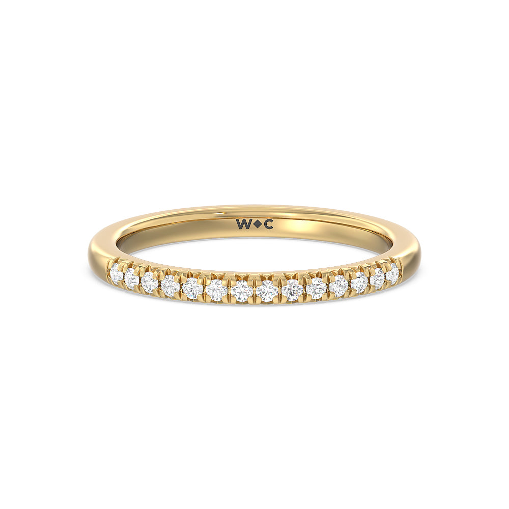 Lyra Fine Petite French Set Diamond Wedding Band with 18KT Yellow Gold Cut Diamond in 14KT Yellow Gold view 1
