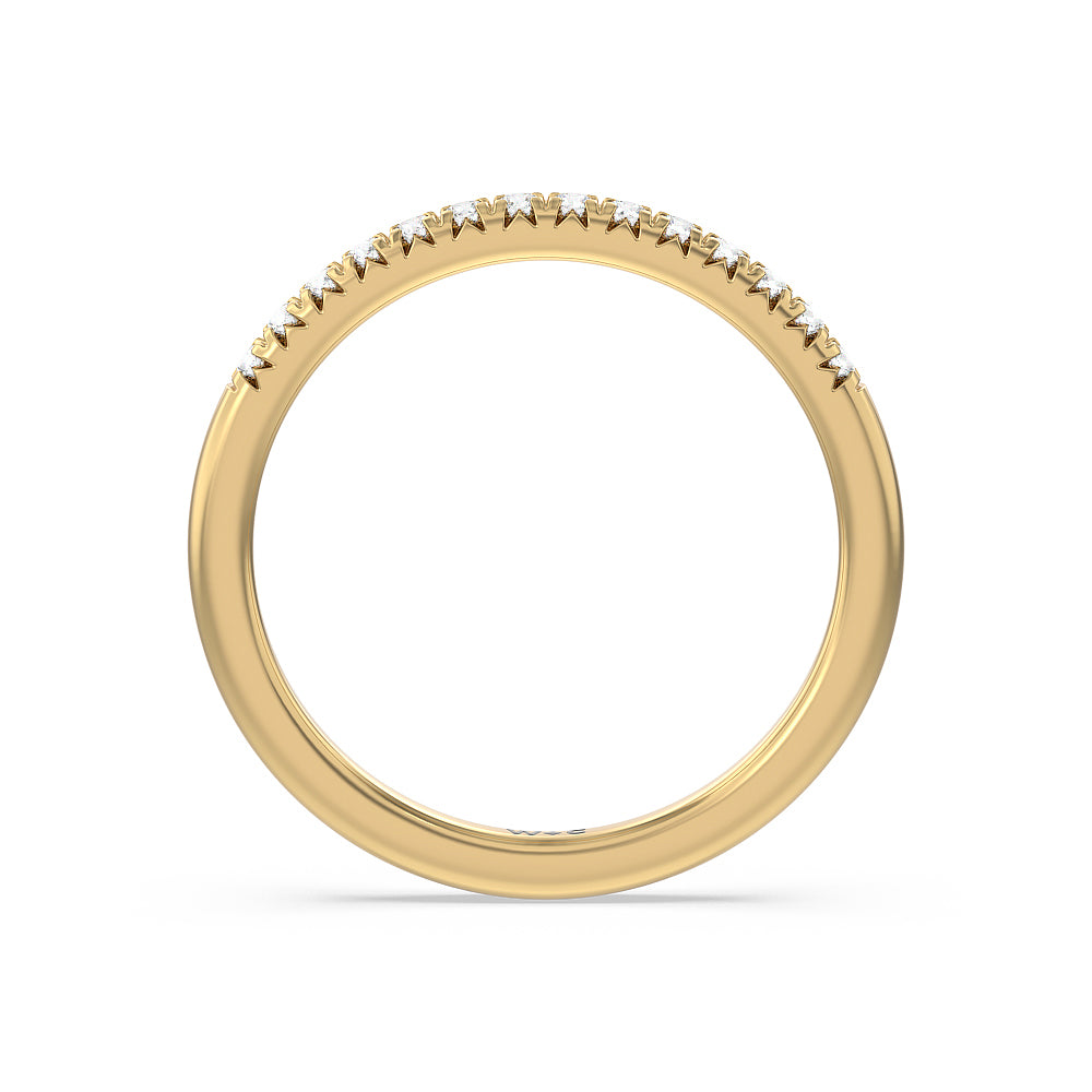 Lyra Fine Petite French Set Diamond Wedding Band with 18KT Yellow Gold Cut Diamond in 14KT Yellow Gold view 3
