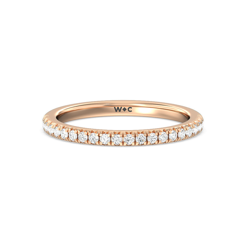 Vela Medi French Set Diamond Wedding Band with 18KT Rose Gold Cut Diamond in 14KT Rose Gold view 1
