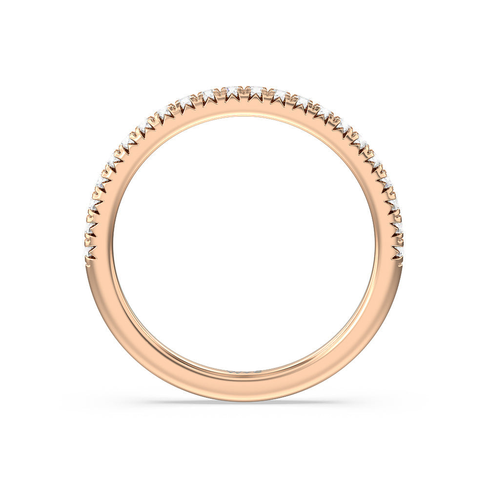 Vela Medi French Set Diamond Wedding Band with 18KT Rose Gold Cut Diamond in 14KT Rose Gold view 2

