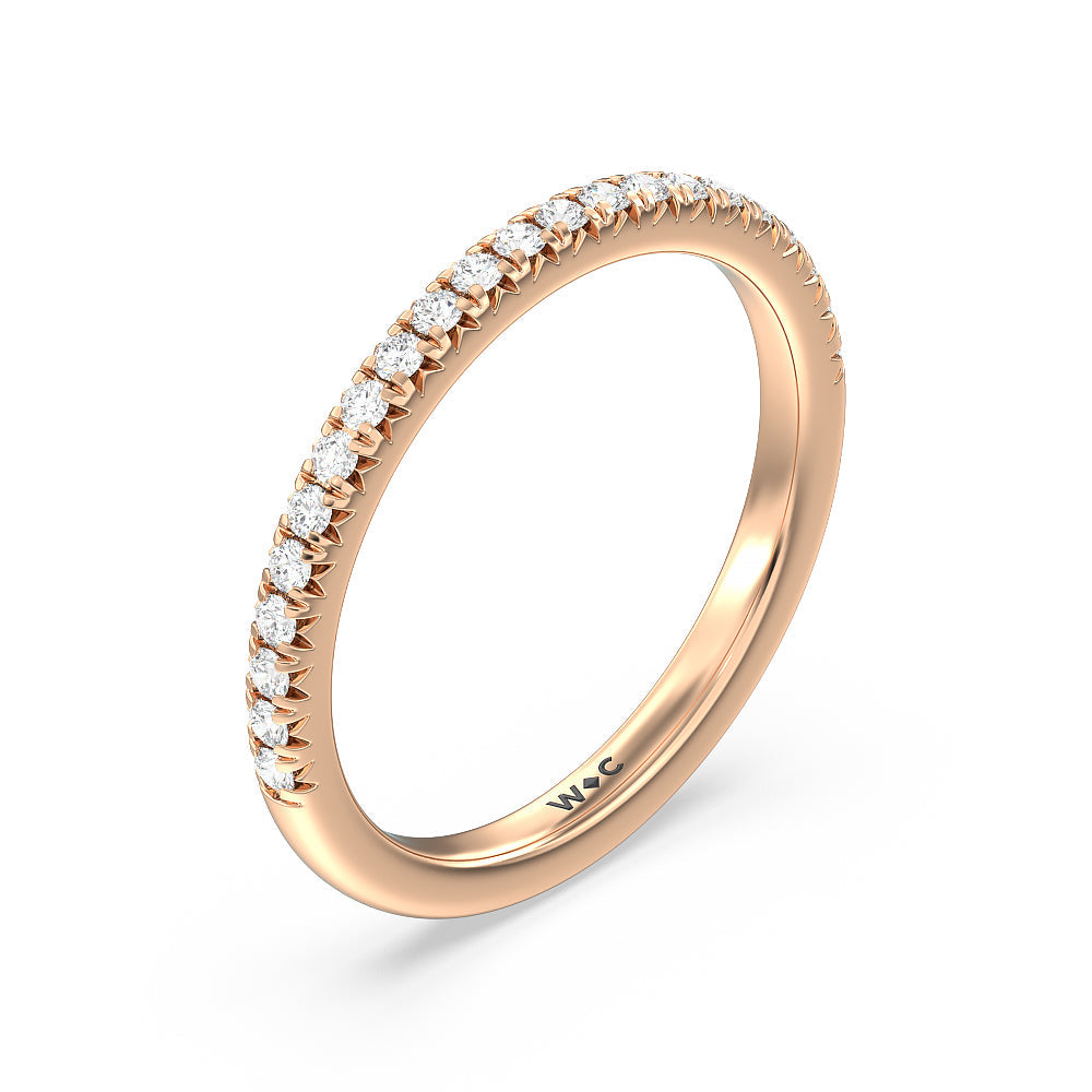 Vela Medi French Set Diamond Wedding Band with 18KT Rose Gold Cut Diamond in 14KT Rose Gold view 4

