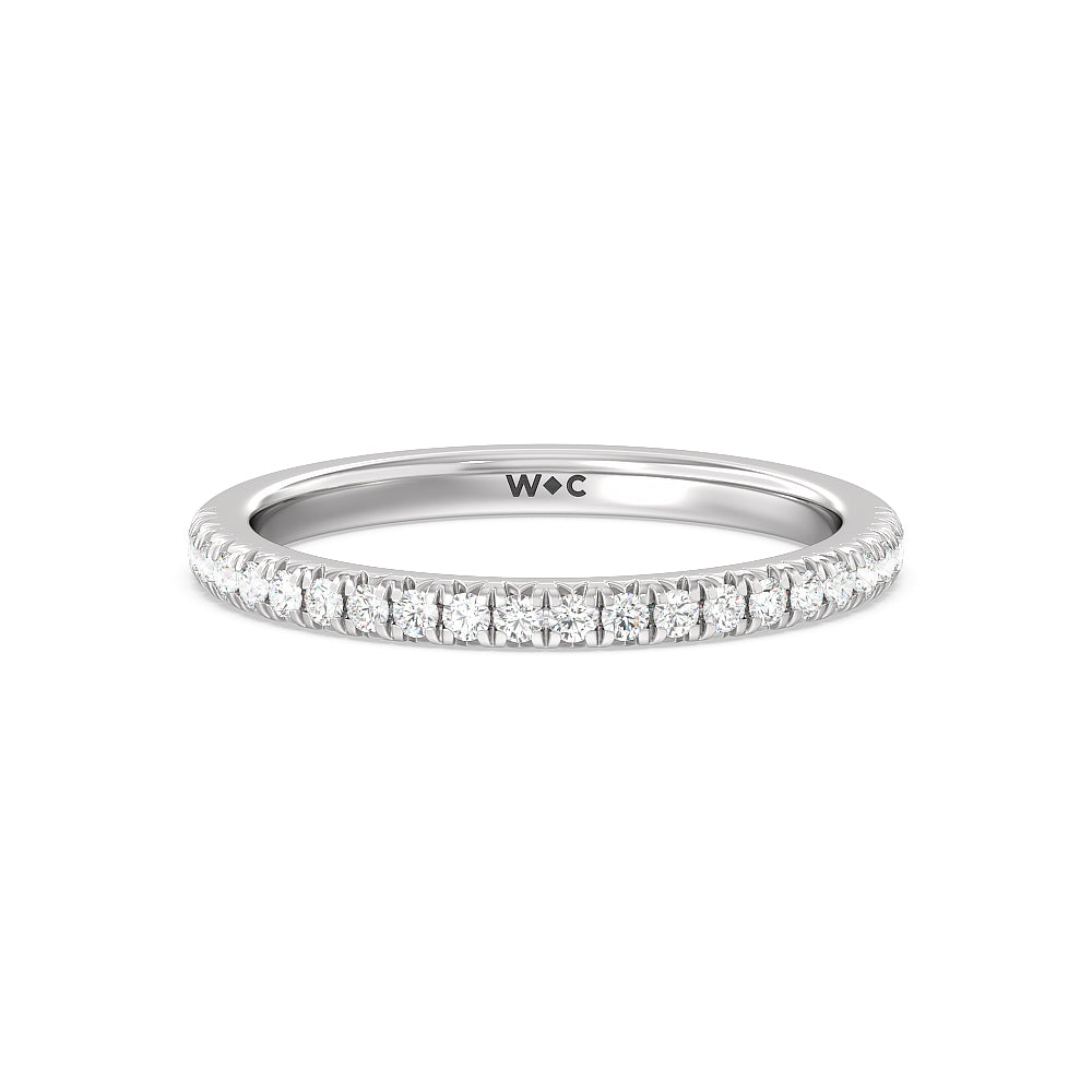 Vela Medi French Set Diamond Wedding Band with Platinum Cut Diamond in 14KT Platinum view 1
