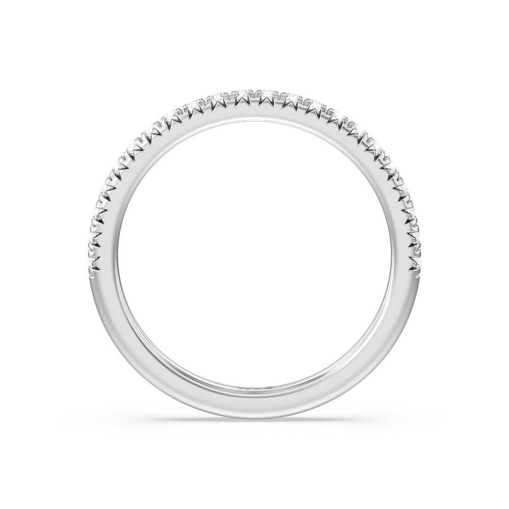 Vela Medi French Set Diamond Wedding Band with Platinum Cut Diamond in 14KT Platinum view 2

