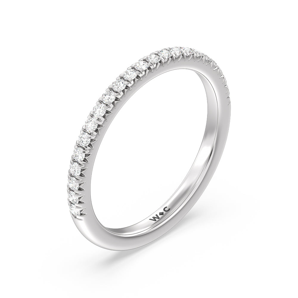 Vela Medi French Set Diamond Wedding Band with Platinum Cut Diamond in 14KT Platinum view 4
