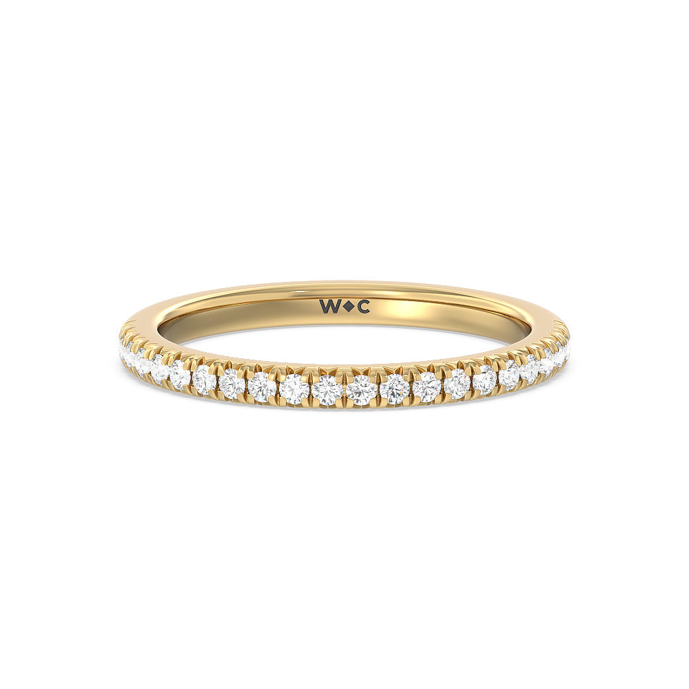 Vela Medi French Set Diamond Wedding Band with 18KT Yellow Gold Cut Diamond in 14KT Yellow Gold view 1
