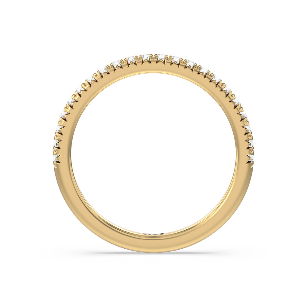Vela Medi French Set Diamond Wedding Band with 18KT Yellow Gold Cut Diamond in 14KT Yellow Gold view 2
