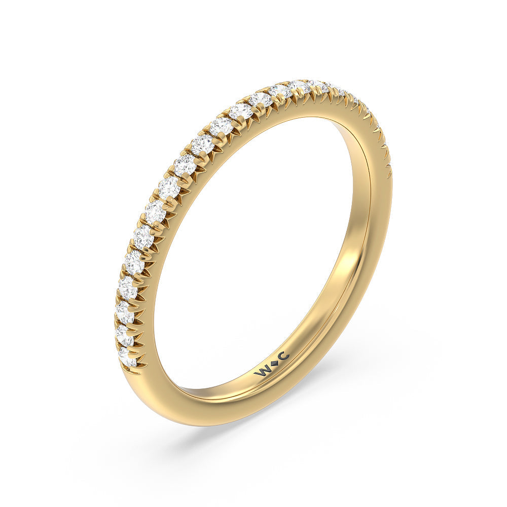 Vela Medi French Set Diamond Wedding Band with 18KT Yellow Gold Cut Diamond in 14KT Yellow Gold view 4
