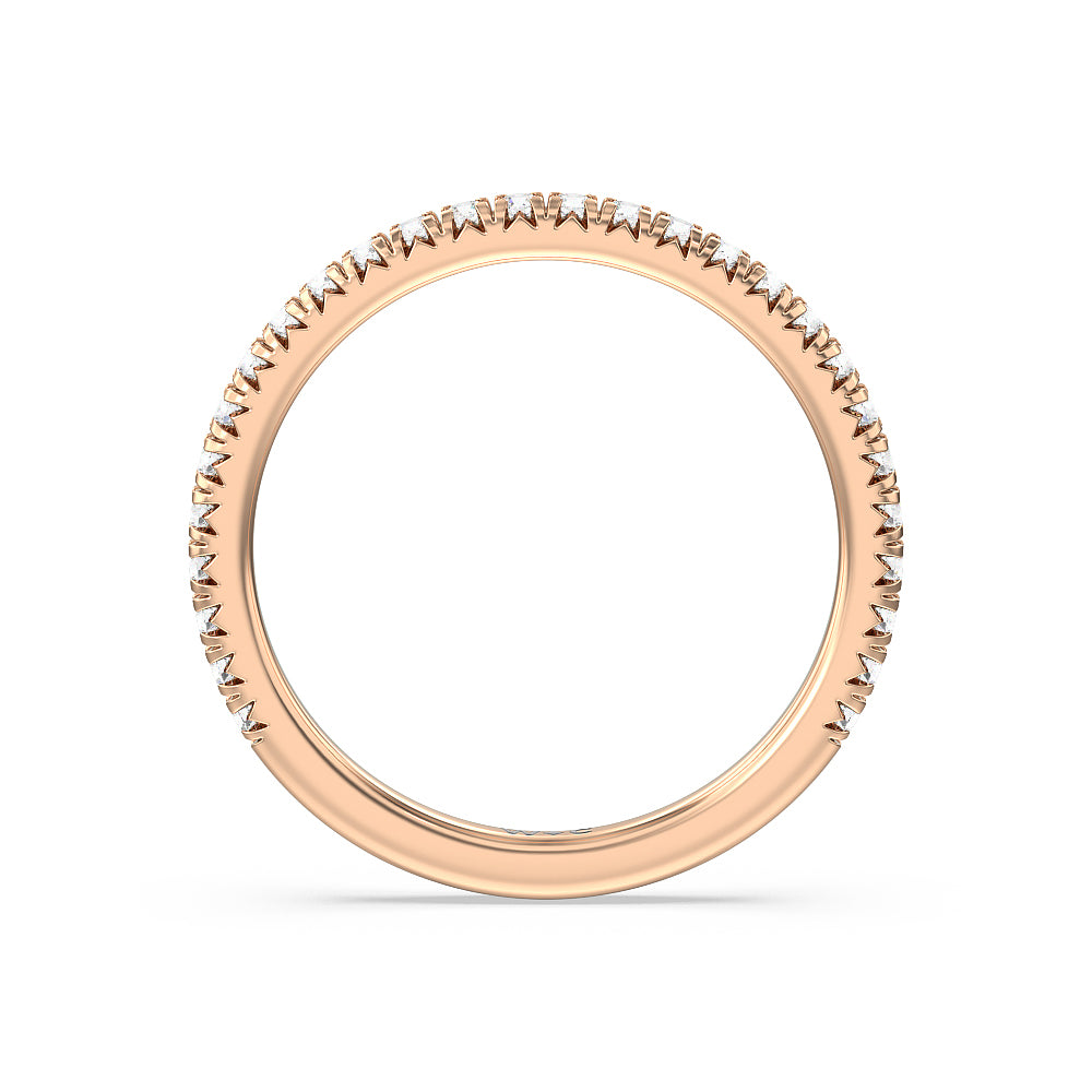 Orion Petite French Set Diamond Wedding Band with 18KT Rose Gold Cut Diamond in 14KT Rose Gold view 2
