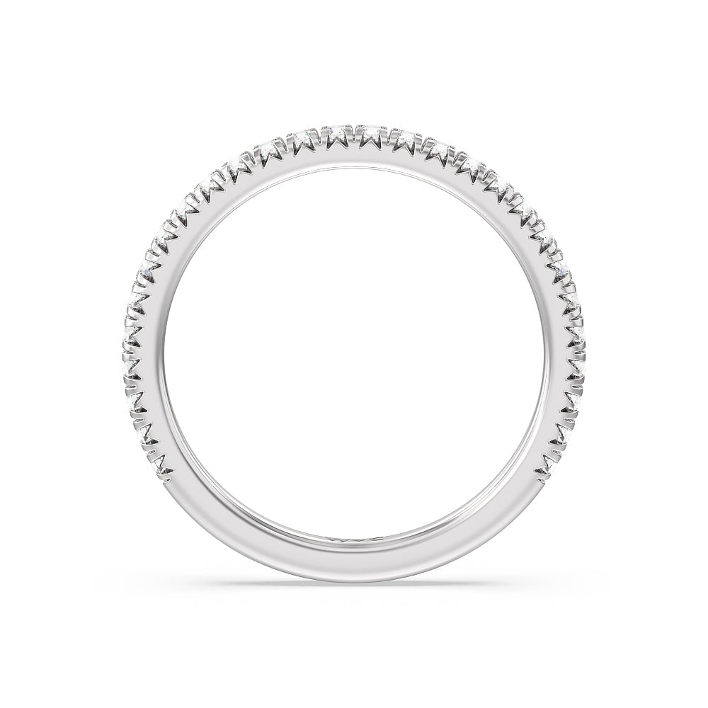 Orion Petite French Set Diamond Wedding Band with Platinum Cut Diamond in 14KT Platinum view 2
