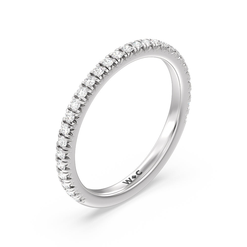 Orion Petite French Set Diamond Wedding Band with Platinum Cut Diamond in 14KT Platinum view 4
