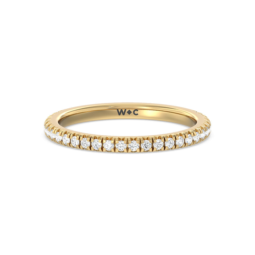 Orion Petite French Set Diamond Wedding Band with 18KT Yellow Gold Cut Diamond in 14KT Yellow Gold view 1
