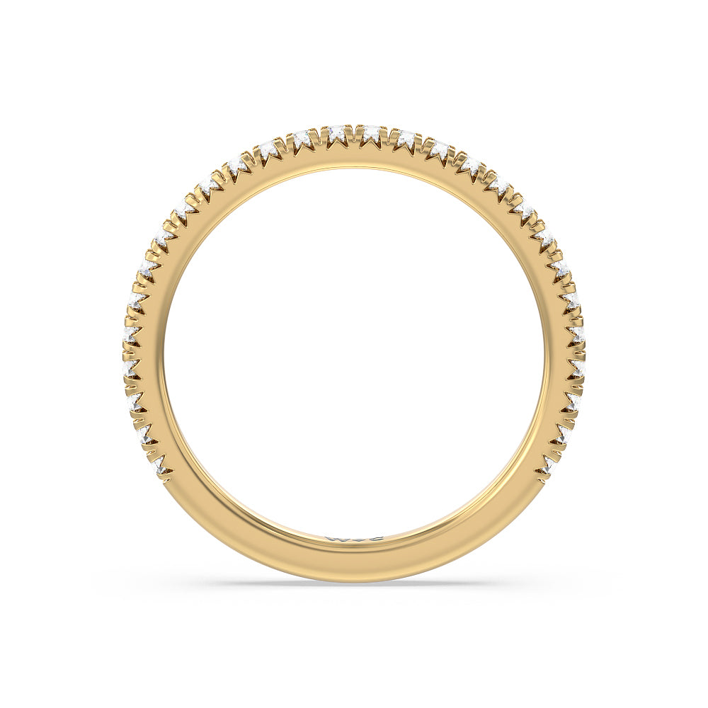 Orion Petite French Set Diamond Wedding Band with 18KT Yellow Gold Cut Diamond in 14KT Yellow Gold view 2
