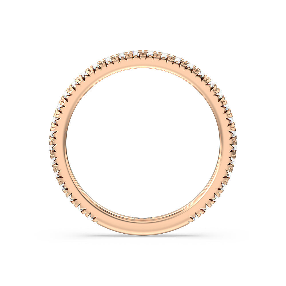 Ara Petite French Set Diamond Wedding Band with 18KT Rose Gold Cut Diamond in 14KT Rose Gold view 2

