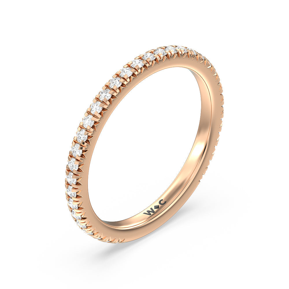 Ara Petite French Set Diamond Wedding Band with 18KT Rose Gold Cut Diamond in 14KT Rose Gold view 4
