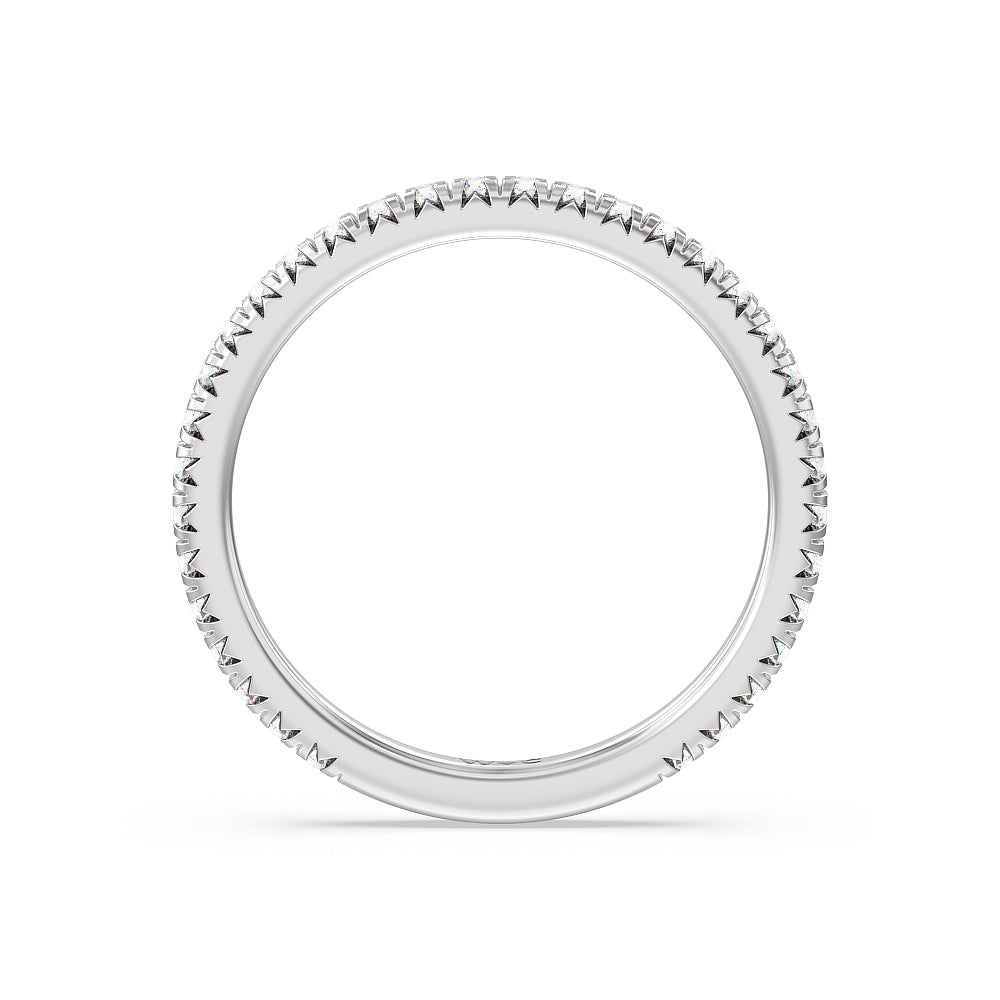 Ara Petite French Set Diamond Wedding Band with Platinum Cut Diamond in 14KT Platinum view 2
