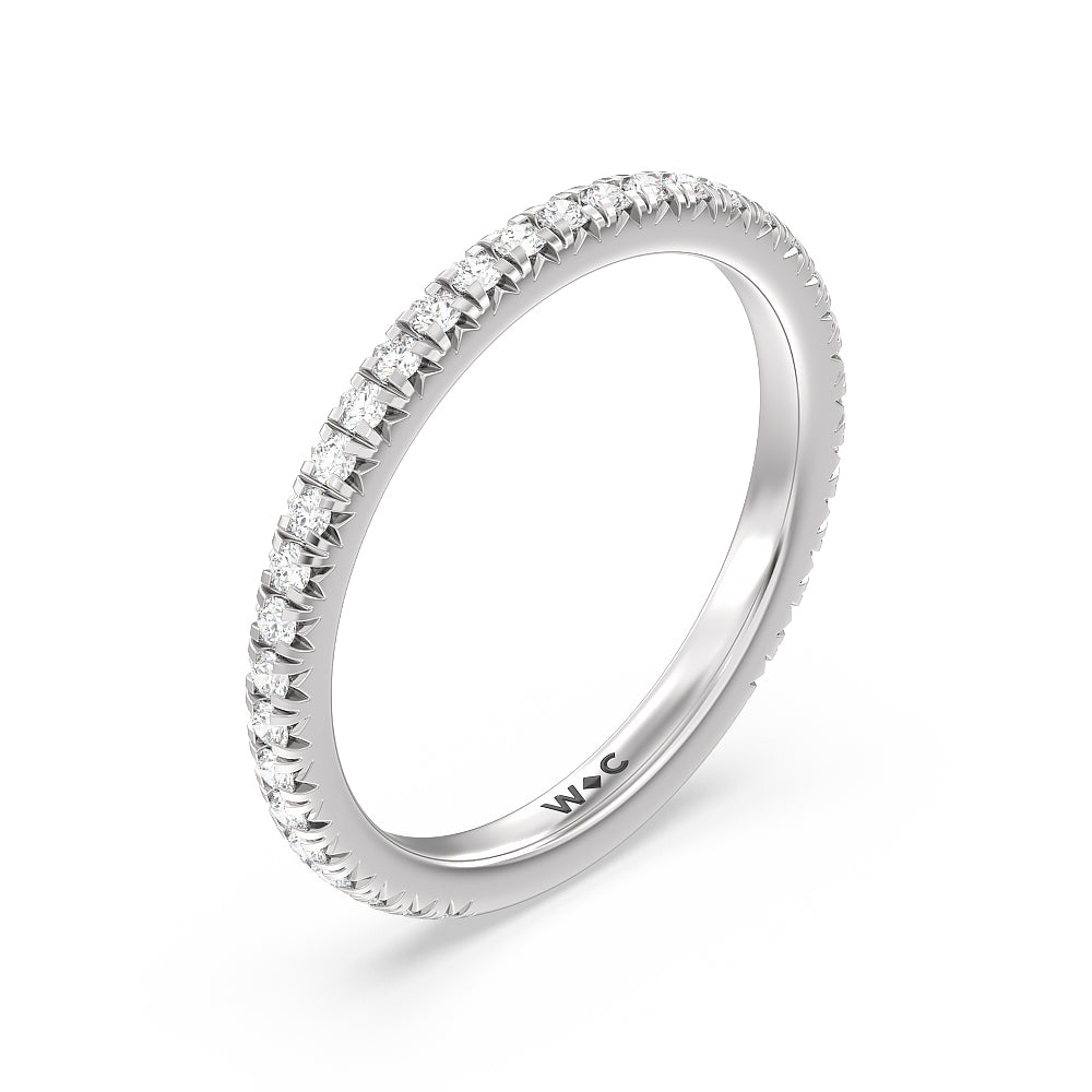 Ara Petite French Set Diamond Wedding Band with Platinum Cut Diamond in 14KT Platinum view 4
