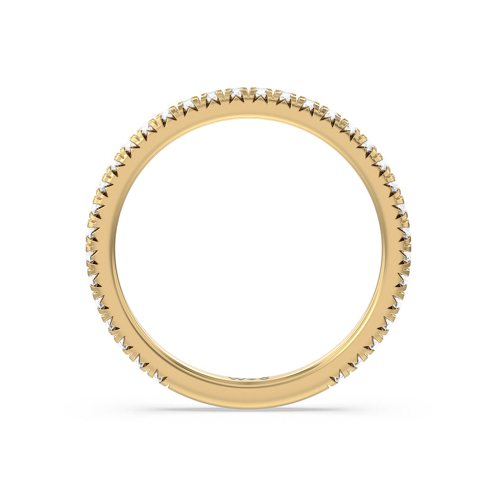 Ara Petite French Set Diamond Wedding Band with 18KT Yellow Gold Cut Diamond in 14KT Yellow Gold view 2
