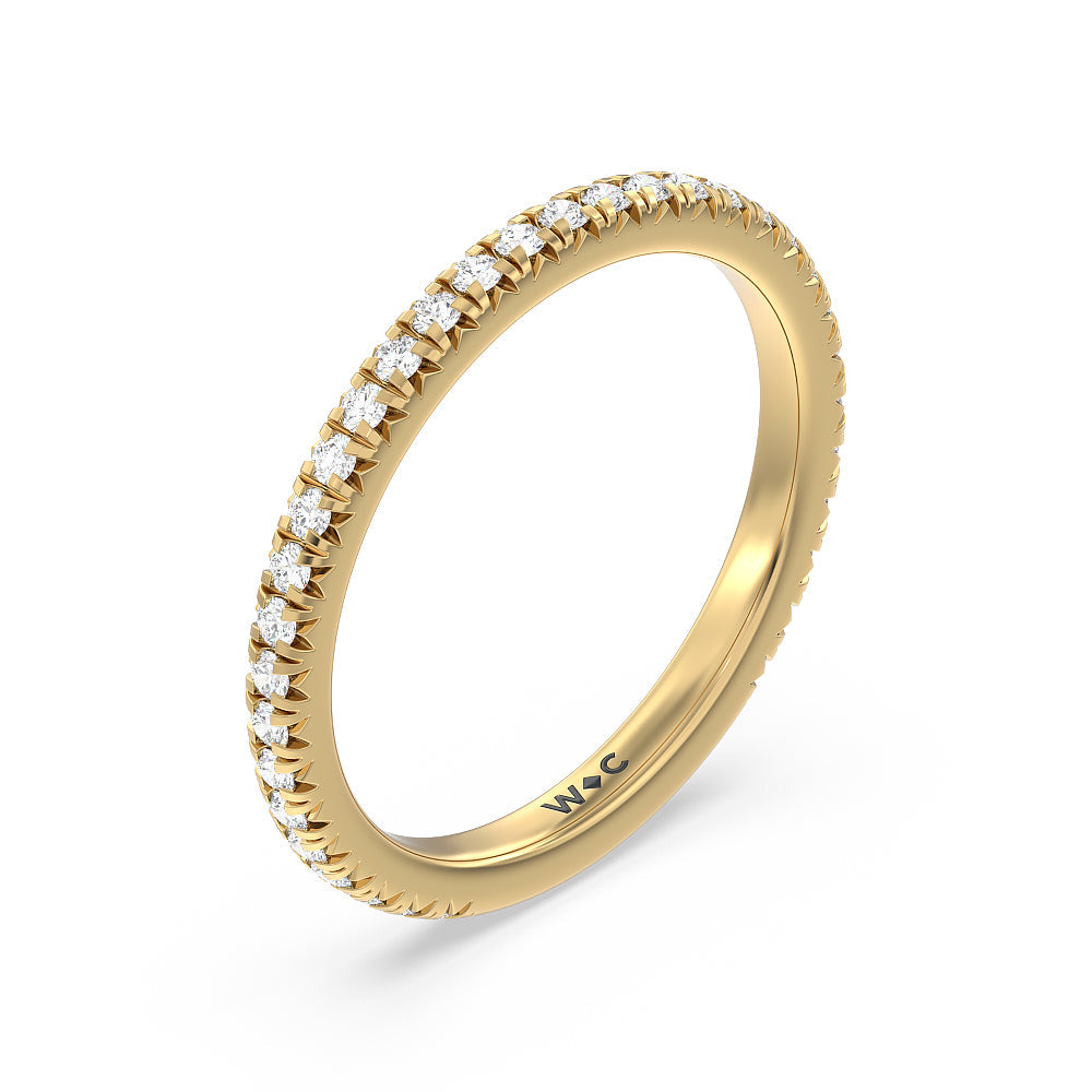 Ara Petite French Set Diamond Wedding Band with 18KT Yellow Gold Cut Diamond in 14KT Yellow Gold view 4
