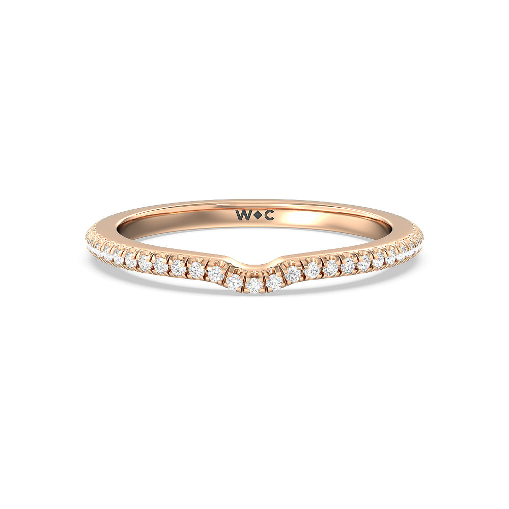 Ara Fine Micro Pave Diamond Wedding Band with 18KT Rose Gold Cut Diamond in 14KT Rose Gold view 1
