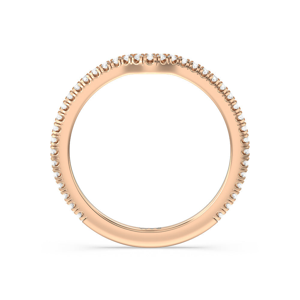 Ara Fine Micro Pave Diamond Wedding Band with 18KT Rose Gold Cut Diamond in 14KT Rose Gold view 2
