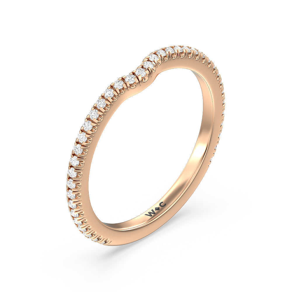 Ara Fine Micro Pave Diamond Wedding Band with 18KT Rose Gold Cut Diamond in 14KT Rose Gold view 4
