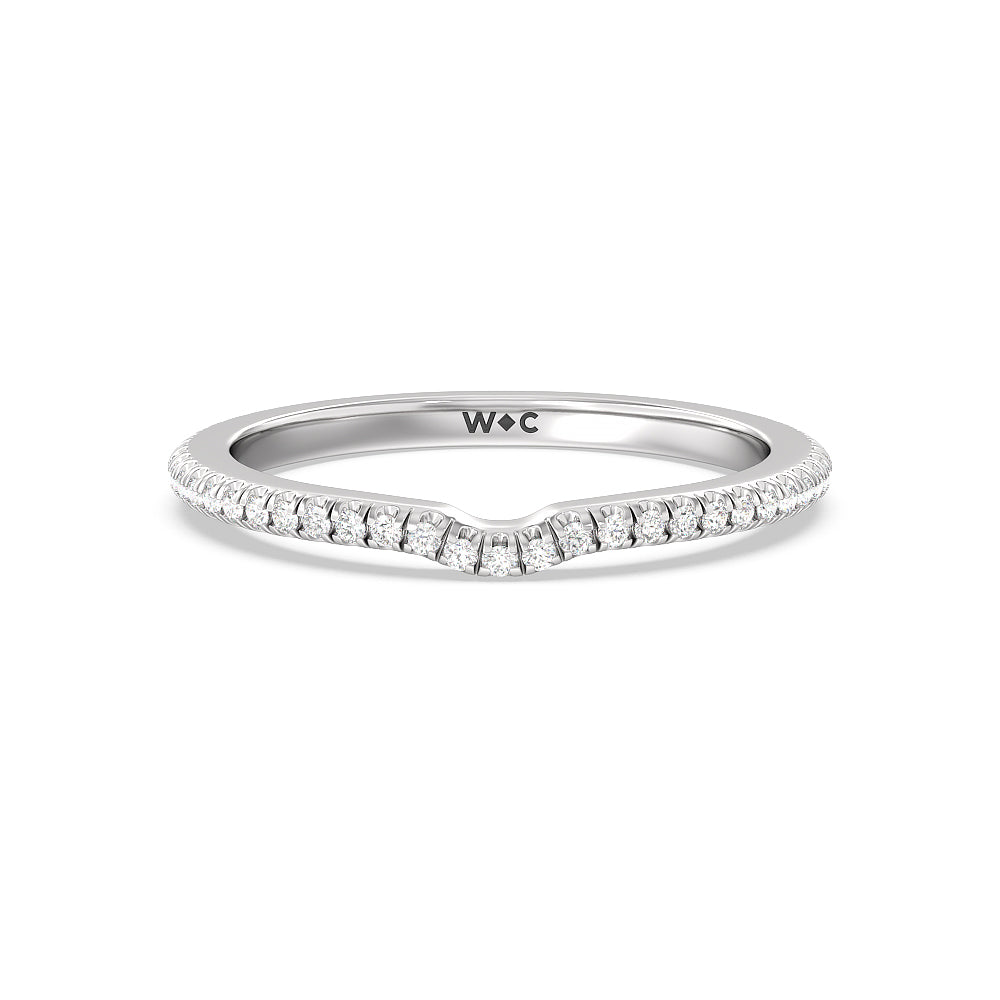 Ara Fine Micro Pave Diamond Wedding Band with Platinum Cut Diamond in 14KT Platinum view 1
