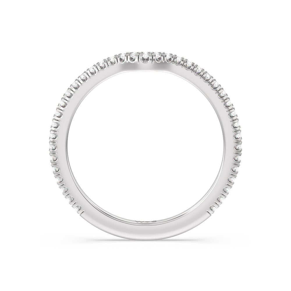 Ara Fine Micro Pave Diamond Wedding Band with Platinum Cut Diamond in 14KT Platinum view 2
