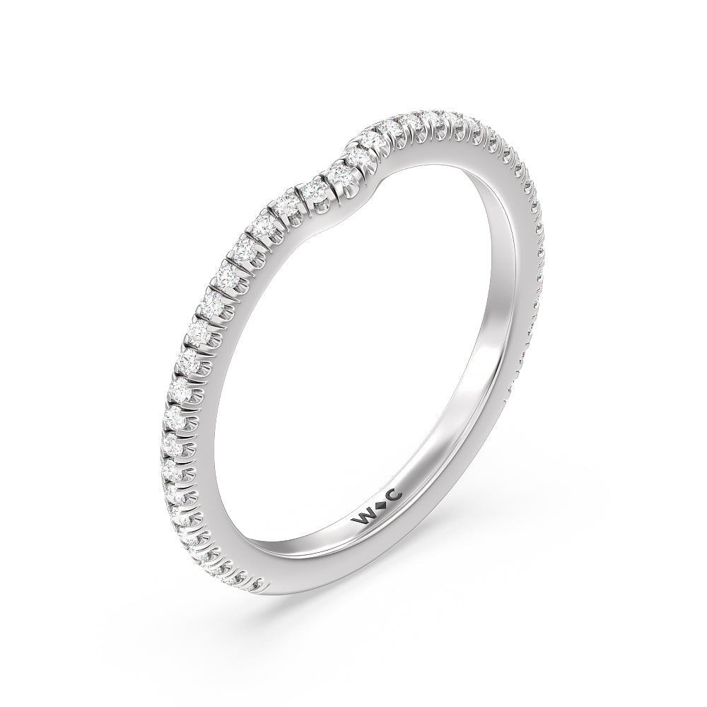 Ara Fine Micro Pave Diamond Wedding Band with Platinum Cut Diamond in 14KT Platinum view 4
