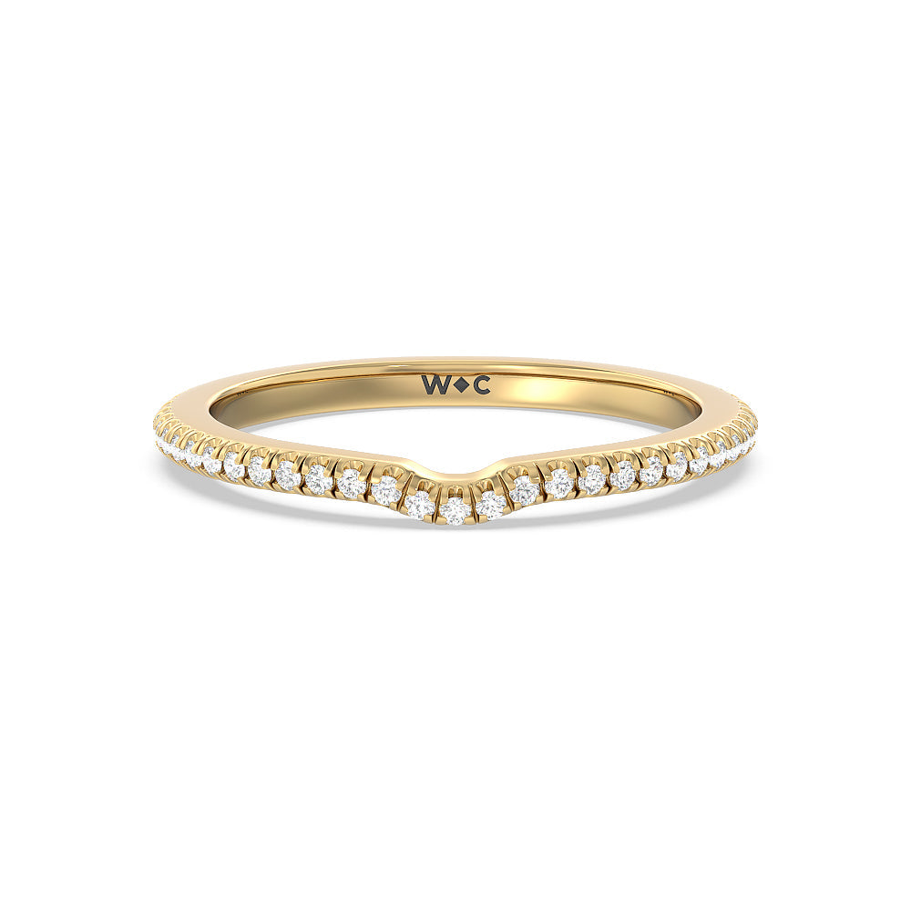Ara Fine Micro Pave Diamond Wedding Band with 18KT Yellow Gold Cut Diamond in 14KT Yellow Gold view 1

