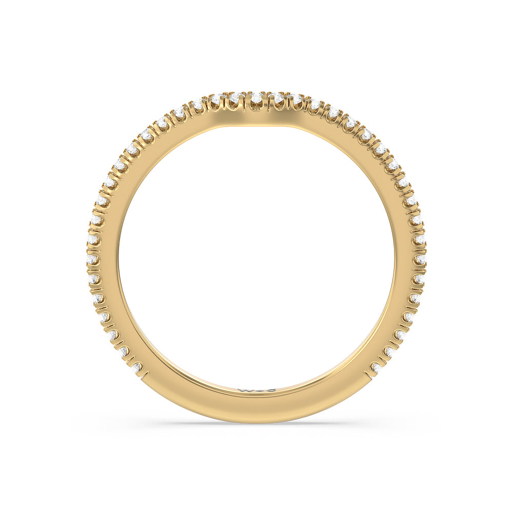 Ara Fine Micro Pave Diamond Wedding Band with 18KT Yellow Gold Cut Diamond in 14KT Yellow Gold view 2
