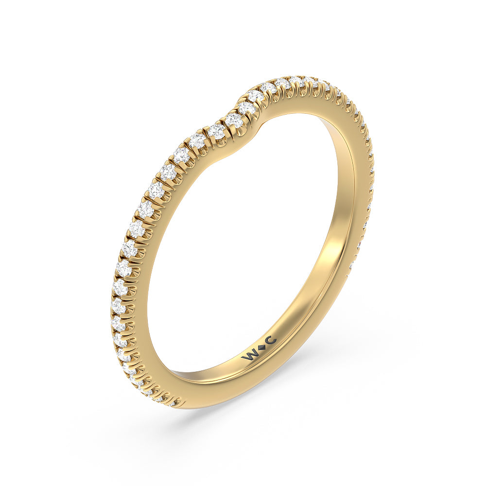 Ara Fine Micro Pave Diamond Wedding Band with 18KT Yellow Gold Cut Diamond in 14KT Yellow Gold view 4
